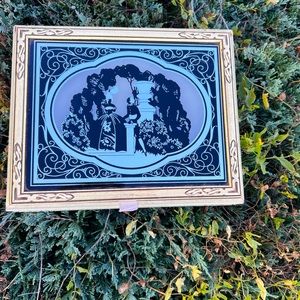 Vintage Art Deco Reverse Glass Painted Lady Wood Jewelry Box